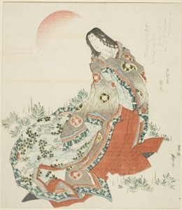 Dama de la corte entre pinos de Katsushika Taito II