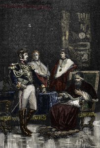 El General Cervoni convocó al Papa Pío VI a abdicar de su soberanía temporal en 1798. 1882 (Grabado) de Alec Hunter