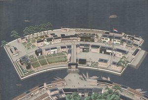 La isla de Deshima, c.1833-46 de Kawahara Keiga
