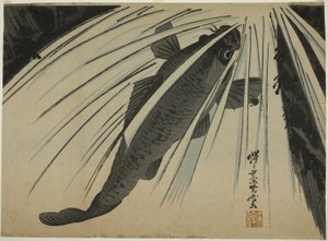 Salto ascendente de la carpa de Kawanabe Kyosai