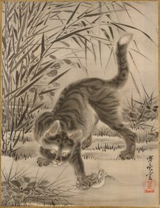 Gato cazando una rana, ca. 1887