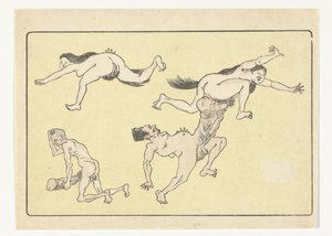 hombre y mujer copulando The Big Tail (título de la serie) de Kawanabe Kyosai