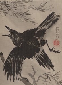 Cuervo y sauce de Kawanabe Kyosai