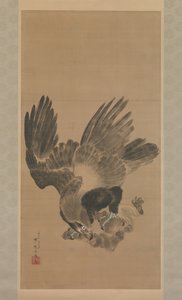 Águila atacando a un mono, 1885 de Kawanabe Kyosai