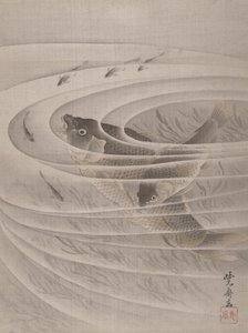 Peces en un Remolino, ca. 1887 de Kawanabe Kyosai
