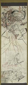 Dios rayo, uno de los seis bocetos de Kawanabe Kyosai