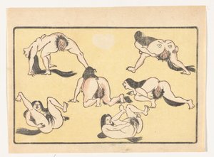 mujeres desnudas The Big Tail (título de la serie) de Kawanabe Kyosai
