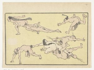 Orgía The Big Tail (título de la serie) de Kawanabe Kyosai