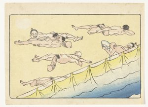 hombres descansando The Big Tail (título de la serie) de Kawanabe Kyosai