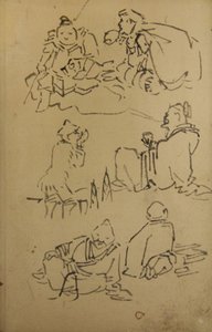Bocetos de figuras legendarias de Asia Oriental de Kawanabe Kyosai