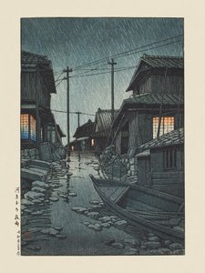 Kawarago No Yau - Lluvia nocturna en Kawarago, 1947 de Kawase Hasui