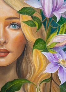 Retrato floral de una rubia de Kay Shanley