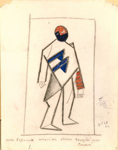 Corista. Diseño de vestuario para la ópera Victoria sobre el sol después de A. Kruchenykh, 1913 de Kazimir Severinovich Malevich
