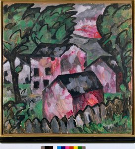 Paisaje con casas rojas de Kazimir Severinovich Malevich