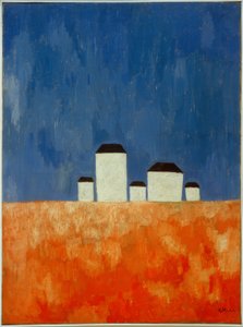 Paisaje con cinco casas de Kazimir Severinovich Malevich