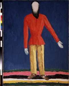 Un Campesino (Un Campesino). Representación de un hombre barbudo con camisa roja). Pintura de Kasimir Severinovich Malevich (Malevich, Malevic) (1878-1935), óleo sobre lienzo de Kazimir Severinovich Malevich