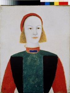 Una niña (Una niña). Pintura de Kasimir Severinovich Malevich (Malevich, Malevic) (1878-1935), óleo sobre lienzo 1932. Arte ruso, vanguardia, siglo XX, suprematismo. Museo Estatal Ruso, San Petersburgo de Kazimir Severinovich Malevich
