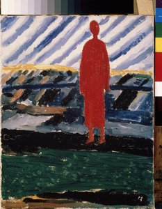 Una figura roja (Una figura roja). Pintura de Kasimir Severinovch Malevich (Malevich, Malevic) (1878-1935), óleo sobre lienzo de Kazimir Severinovich Malevich