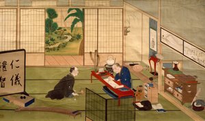 Estudio de calígrafo, por Kawahara Keiga (1786-circa 1860), acuarela, Japón, Civilización Japonesa, principios del siglo XIX de Keiga Kawahara