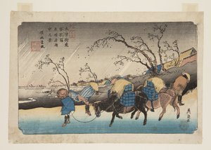 No. 20, Estación Kutsukake: Lluvia en la llanura de Hiratsuka