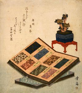 Libros de muestras de diseños de brocado de Keisai Eisen