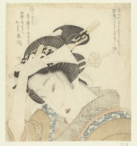 Geisha también plectro de Keisai Eisen (attributed to)