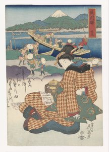 Geisha leyendo una carta de Keisai Eisen