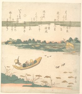 Ferry cruzando el río Sumida de Keisai Eisen