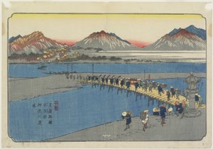 No.11: Puerto de Ferry en el Río Kanna cerca de la Estación Honjo, 1830-1844