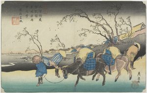 No. 20: Vista de Hiratsukahara en lluvia cerca de la estación de Kustukake de Keisai Eisen