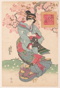 Bellezas en una tormenta de primavera Bijin haru no kaze (título sobre objeto) de Keisai Eisen