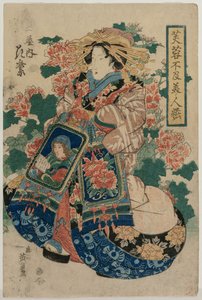 La cortesana Hanamurasaki del Tsuchiya (de la serie Bellezas en su esplendor entre flores de malva) de Keisai Eisen