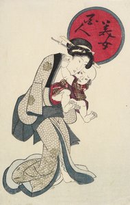 Mujer sosteniendo un bebé de Keisai Eisen