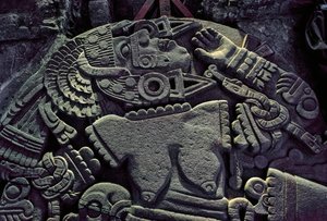 América; arqueología; México; Templo Mayor; Templo Mayor de los Aztecas; Coyolxauqui, 2010 (foto) de Kenneth Garrett