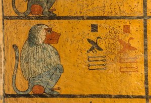 Babuino, Pintura mural en la tumba del rey Tutankamón; KV52, Valle de los Reyes, Tebas,..., 2003 (foto)