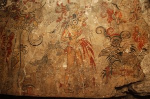 Mayas; Murales mayas; San Bartolo; Guatemala; Dr Bill Saturno, 2005 (foto) de Kenneth Garrett