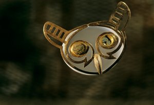 Moche; Burials; Huaca Dos Cabezas-Jecetepeque,Gold Owl Nose Ornament