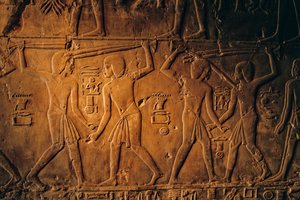 Tumba de Kheruf, mayordomo de Tiye, luchando con palos y tallos de papiro; dinastía XVIII. Va... de Kenneth Garrett