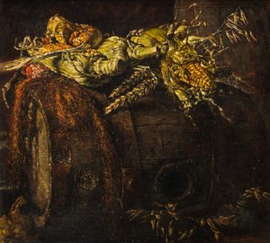 Barril viejo y mazorcas de maíz de Kenneth Newton