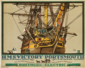 H.M.S. Victory, Portsmouth, cartel publicitario de Southern Electric Railways de Kenneth Shoesmith