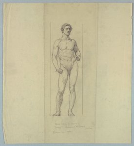 Estudio de desnudo para la figura de "Coraje," Ventana conmemorativa a Jacob Dolson Cox, Oberlin College de Kenyon Cox