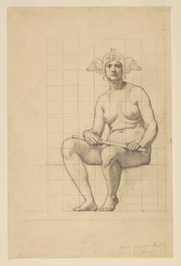 Estudio de Desnudo para "La Vida Activa," Luneta en el Edificio de Administración, Oberlin College, Oberlin, OH de Kenyon Cox