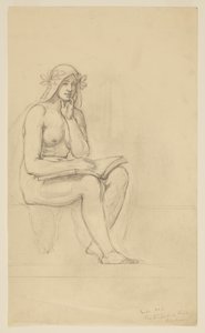 Estudio de desnudo para "La vida contemplativa" para Luneta en el Edificio de Administración, Oberlin College, Oberlin, OH de Kenyon Cox