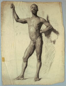 Estudio de desnudo de hombre con bastón de Kenyon Cox