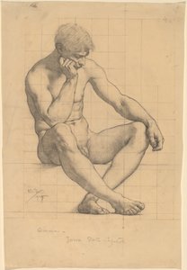 Desnudo masculino sentado: Estudio para "Ciencia" - Capitolio del Estado de Iowa de Kenyon Cox