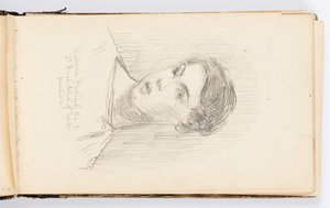 Página de cuaderno de bocetos: Retrato histórico No. 3 (Autorretrato) de Kenyon Cox