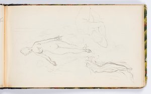 Página de cuaderno de bocetos: Figuras femeninas desnudas