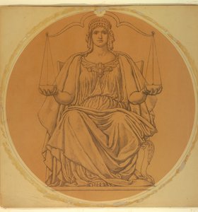 Estudio para "Justicia," Luneta en el Palacio de Justicia del Condado de Hudson, Jersey City, NJ de Kenyon Cox