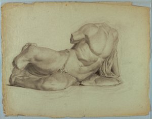 Estudio de Escultura de Desnudo Masculino Reclinado de Kenyon Cox