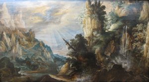 Paisaje montañoso con cascada" de Kerstiaen de Keuninck, c. 1600